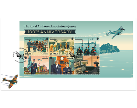 Royal Air Force Association of Jersey - 100th Anniversary  -  Souvenir Sheetlet Day Cover