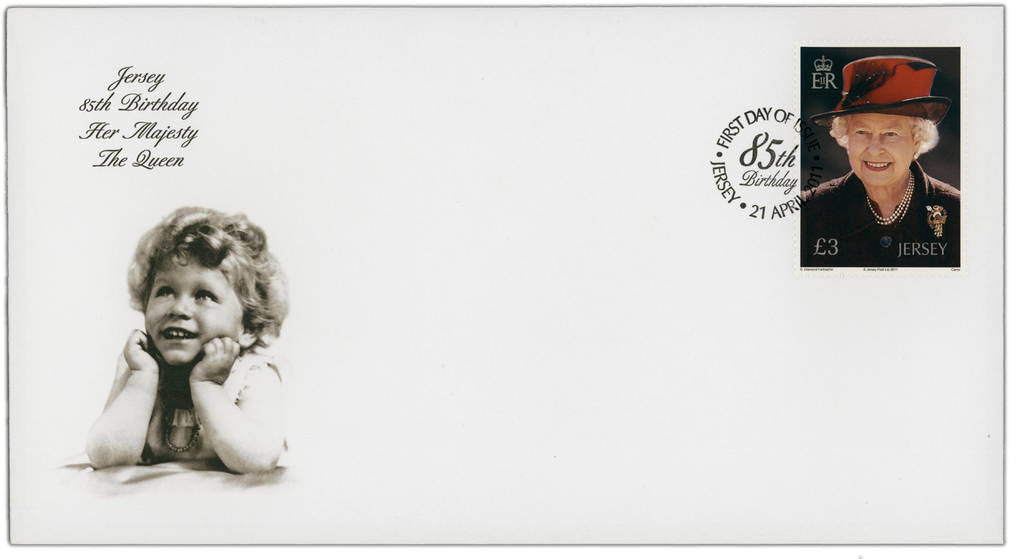 85th Birthday of HM The Queen Stamp First Day Cover Jersey Stamps