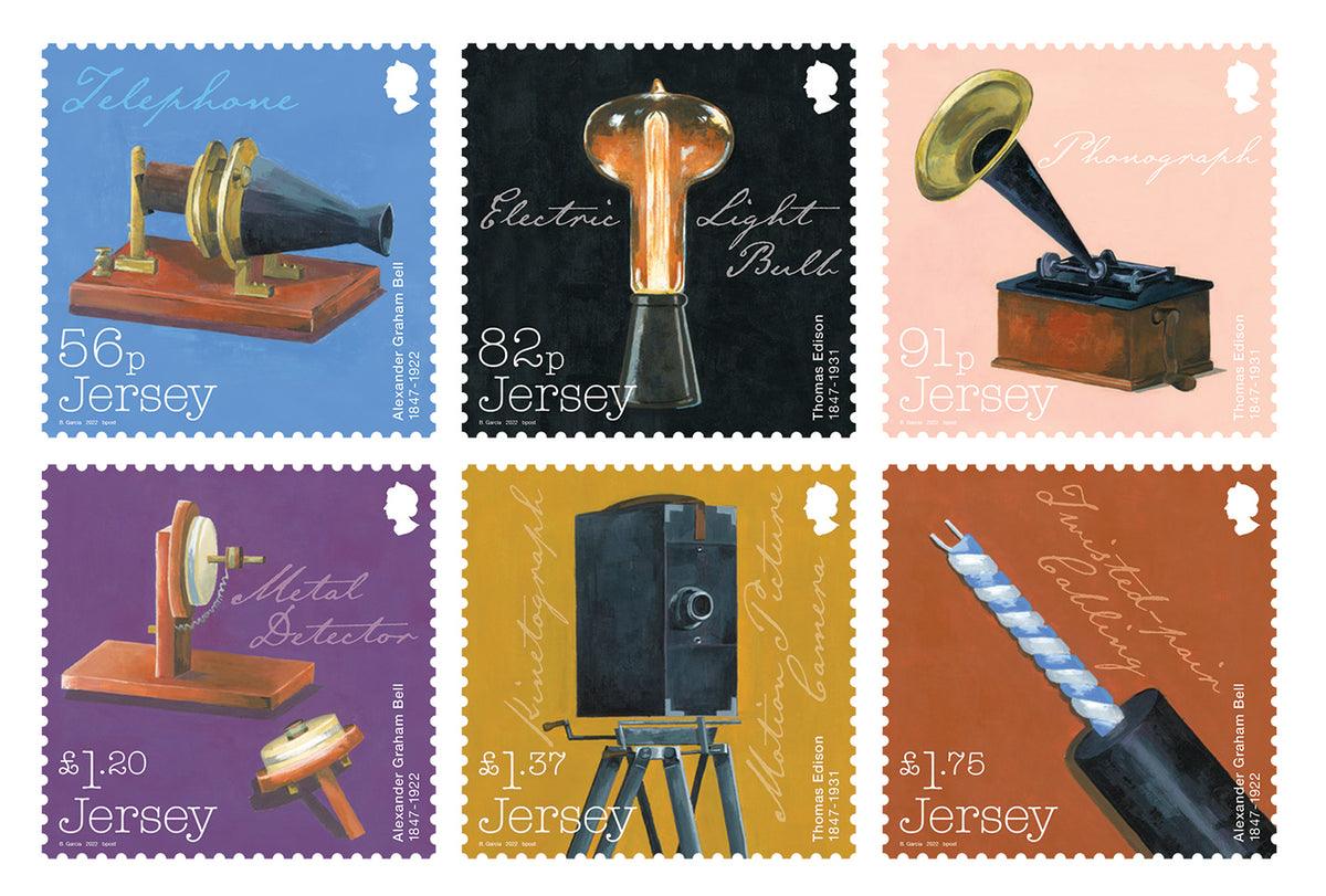 Jersey stamps commemorate two of the world’s greatest inventors