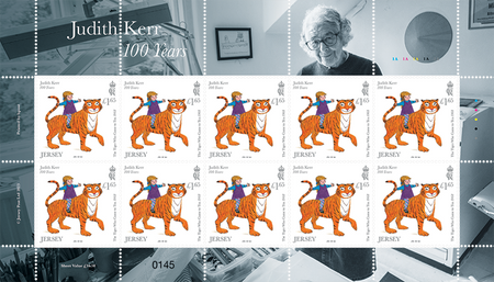 A sheet of 10x £1.65 stamps from our Judith Kerr - 100 Years issue. Sheet selvedge includes traffic lights and plate numbers.