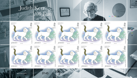 A sheet of 10x £2.55 stamps from our Judith Kerr - 100 Years issue. Sheet selvedge includes traffic lights and plate numbers.