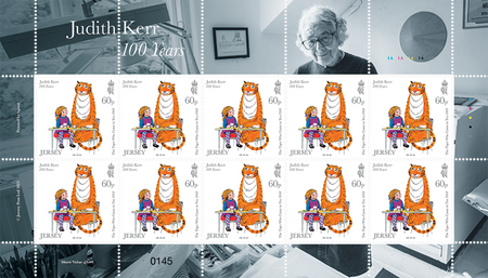 A sheet of 10x 60p stamps from our Judith Kerr - 100 Years issue. Sheet selvedge includes traffic lights and plate numbers.
