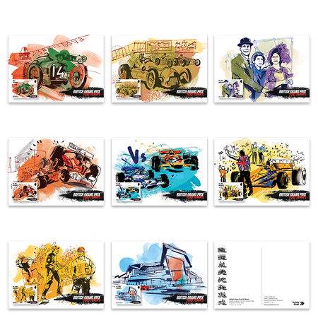 British Grand Prix 100 Years  - Postcard set