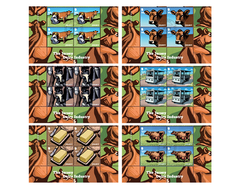 The Jersey Dairy Industry Block of Four Jersey Stamps
