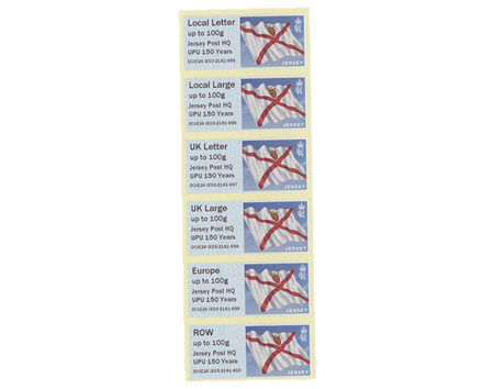 Post & Go JE03 -The flag of Jersey - UPU 150 Years - Stamp Strip