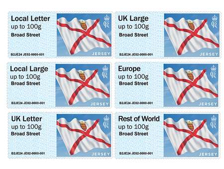 Post & Go JE02 -The flag of Jersey - Stamp Strip