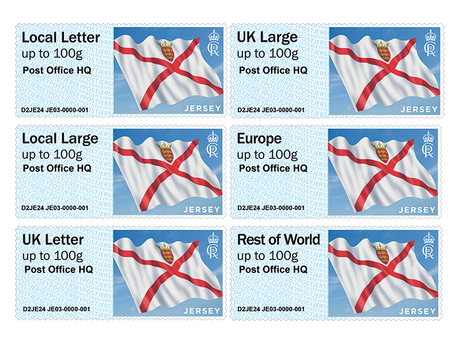Post & Go JE03 -The flag of Jersey - Stamp Strip