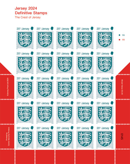 New Definitives: Crest of Jersey 2024 - 20p Sheet Set