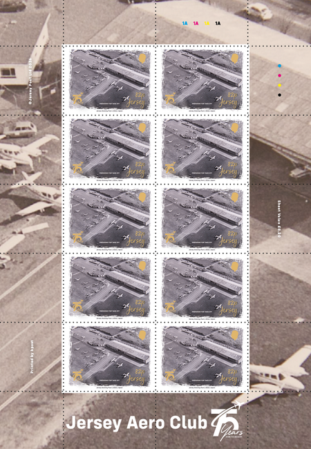 Jersey Aero Club 75 Years - 82p Sheet