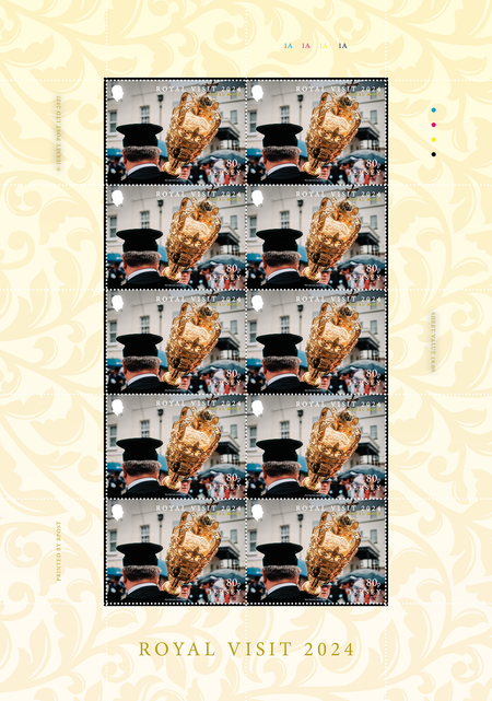 Sheet of 80p stamps from Royal Visit 2024