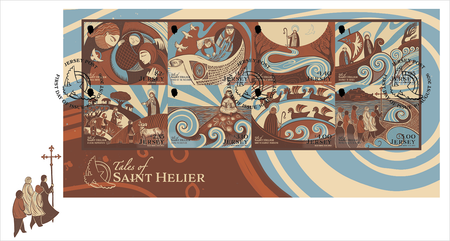 Jersey Stamps Philatelic Tales of Saint Helier souvenir sheetlet first day cover 