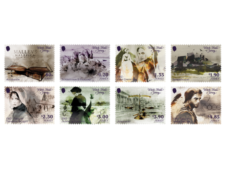 Witch Trials of Jersey stamp set illustrated by Petra Dufkova available with Jersey Stamps