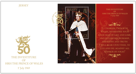 HRH The Prince of Wales Investiture - 50th Anniversary - Miniature Sheet First Day Cover