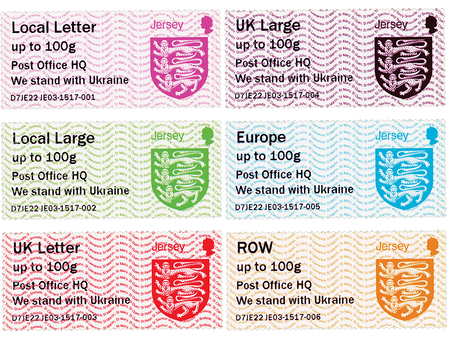 We Stand With Ukraine Overprint | Post & Go JE03: Jersey Crests Strip