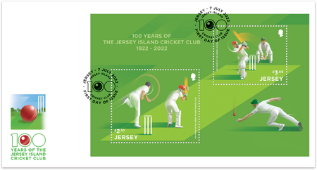 100 Years of the Jersey Island Cricket Club - Miniature Sheetlet First Day Cover